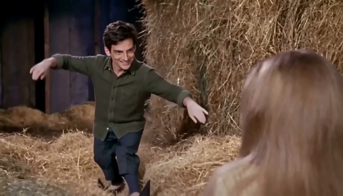 A man in a green shirt doing the tiptoe dance